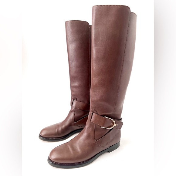 GUCCI | Stirrup Brown Leather Pull On Flat Riding Boots Tall Knee-high 36 US 6 - Picture 3 of 14